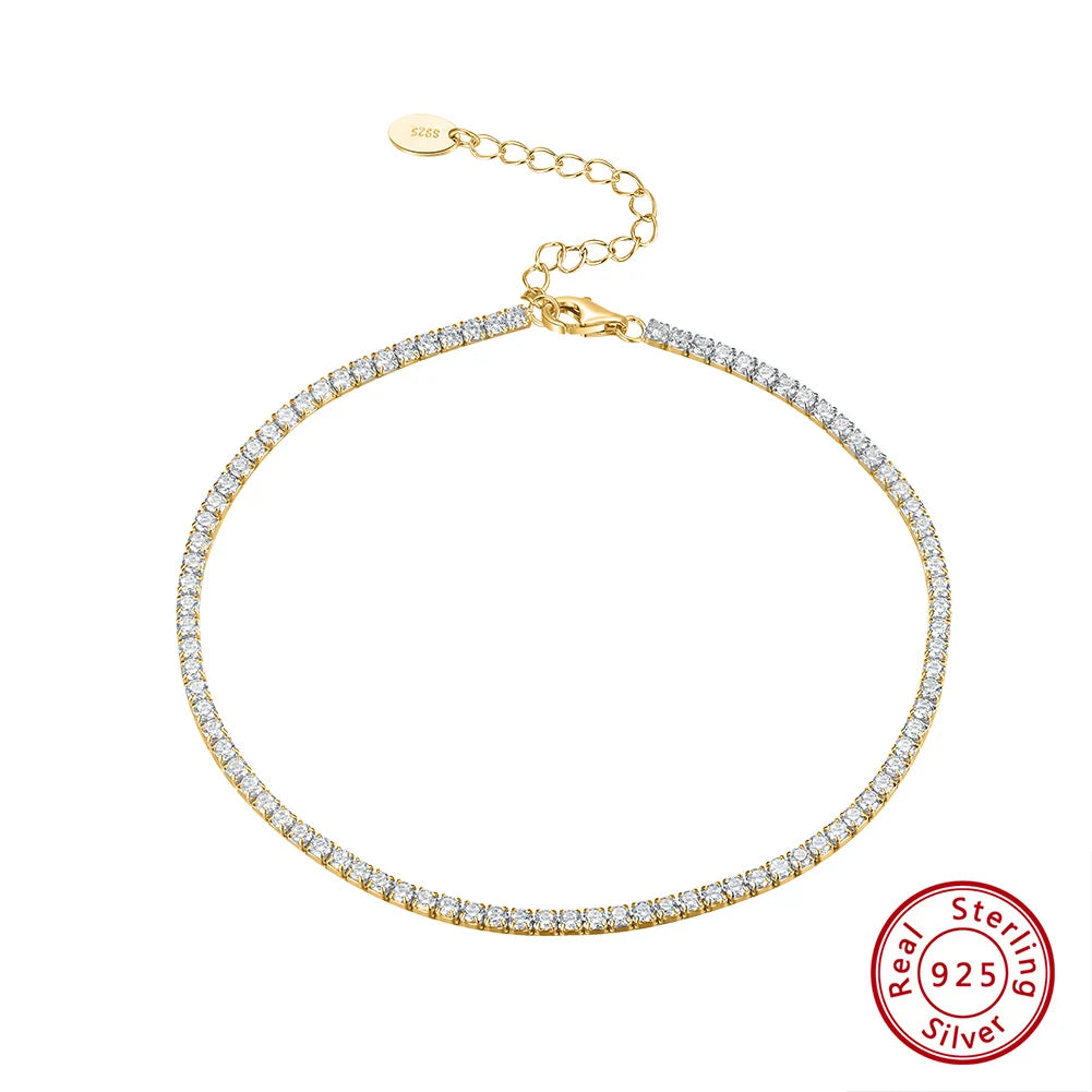 925 Silver CZ Tennis Anklet
