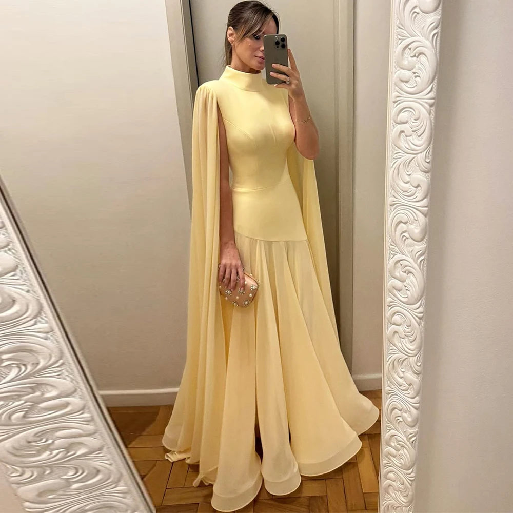 High Collar Chiffon Mermaid Gown