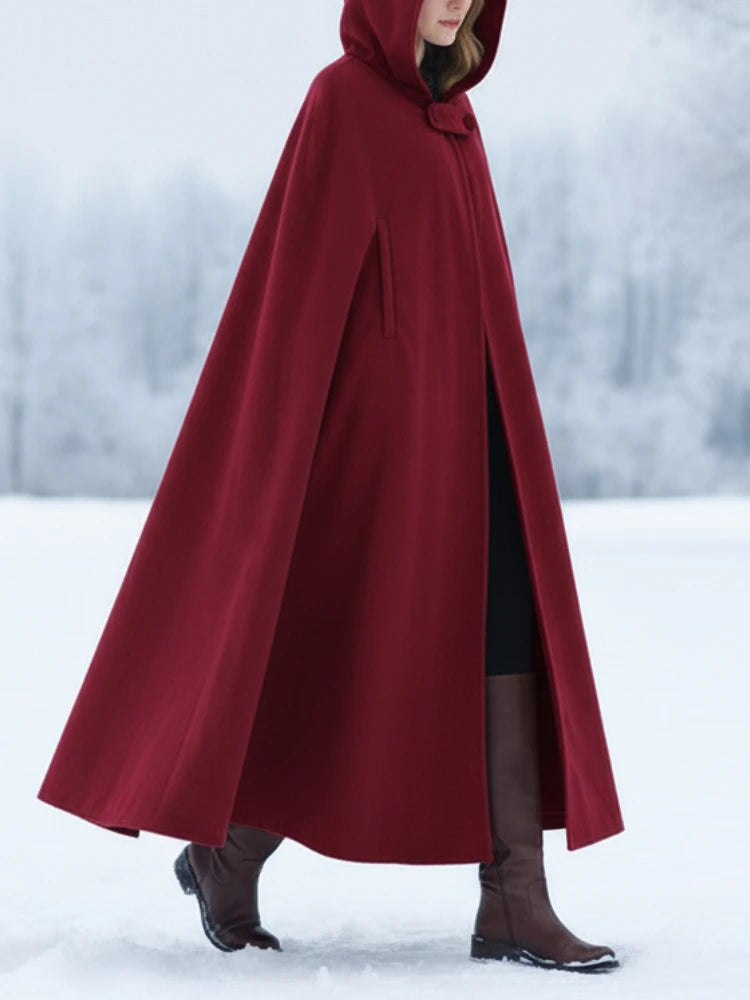 Women's Long Hooded Cape Coat