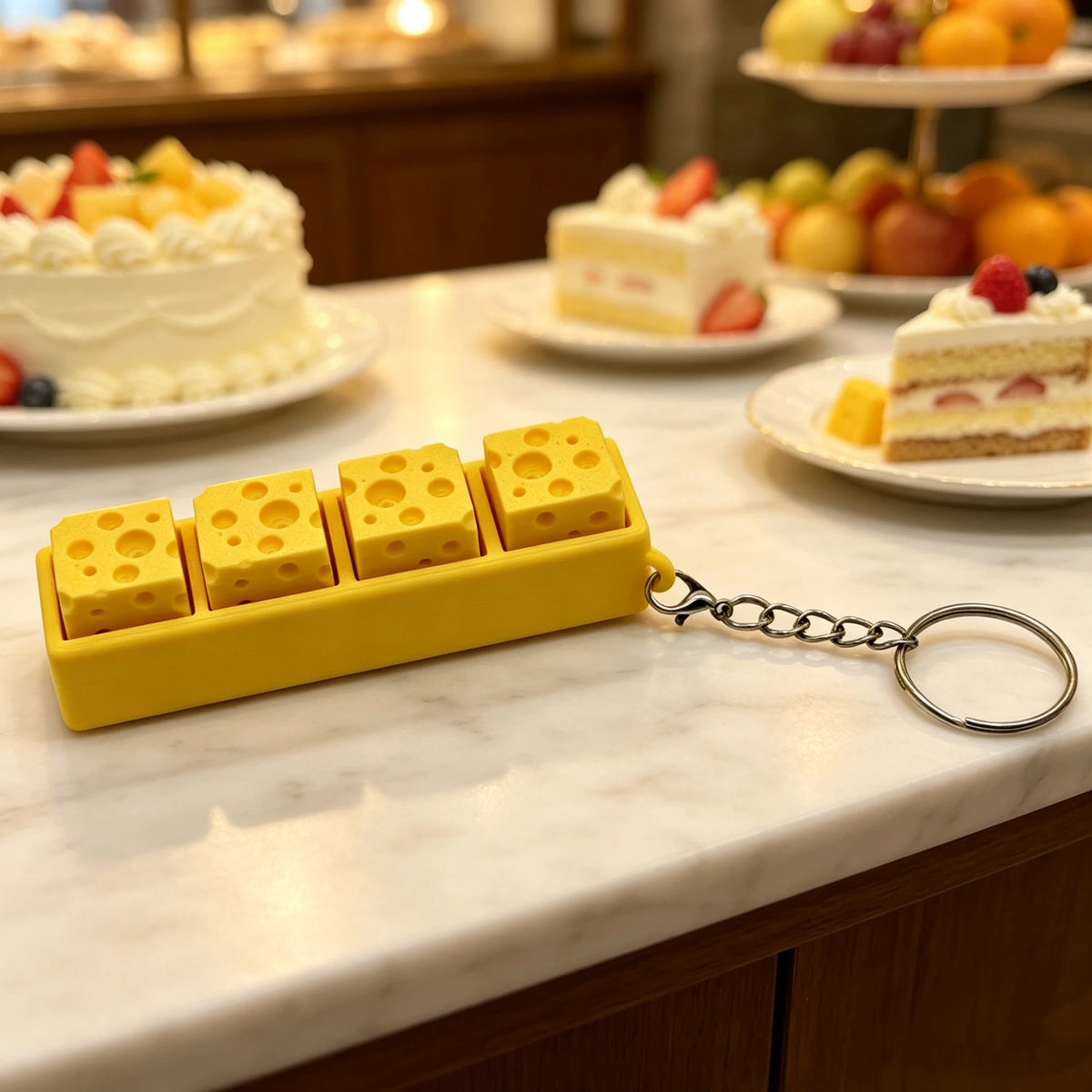 Cheese Keycap Clicker Keychain