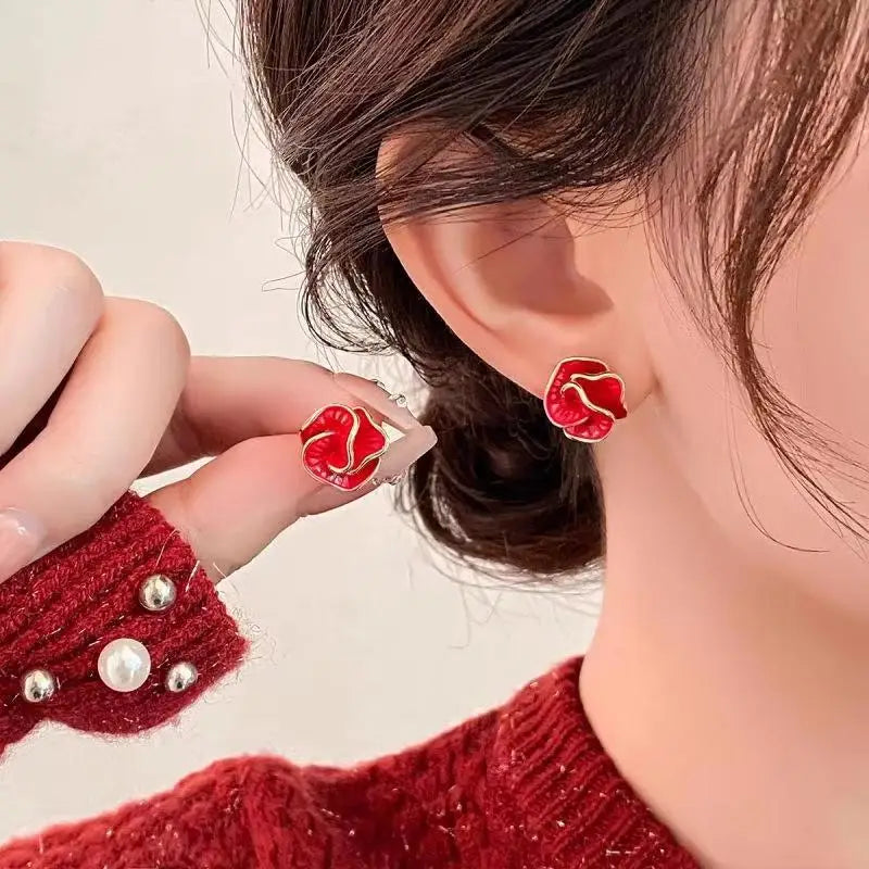 Colorful Enamel Big Flower Earrings