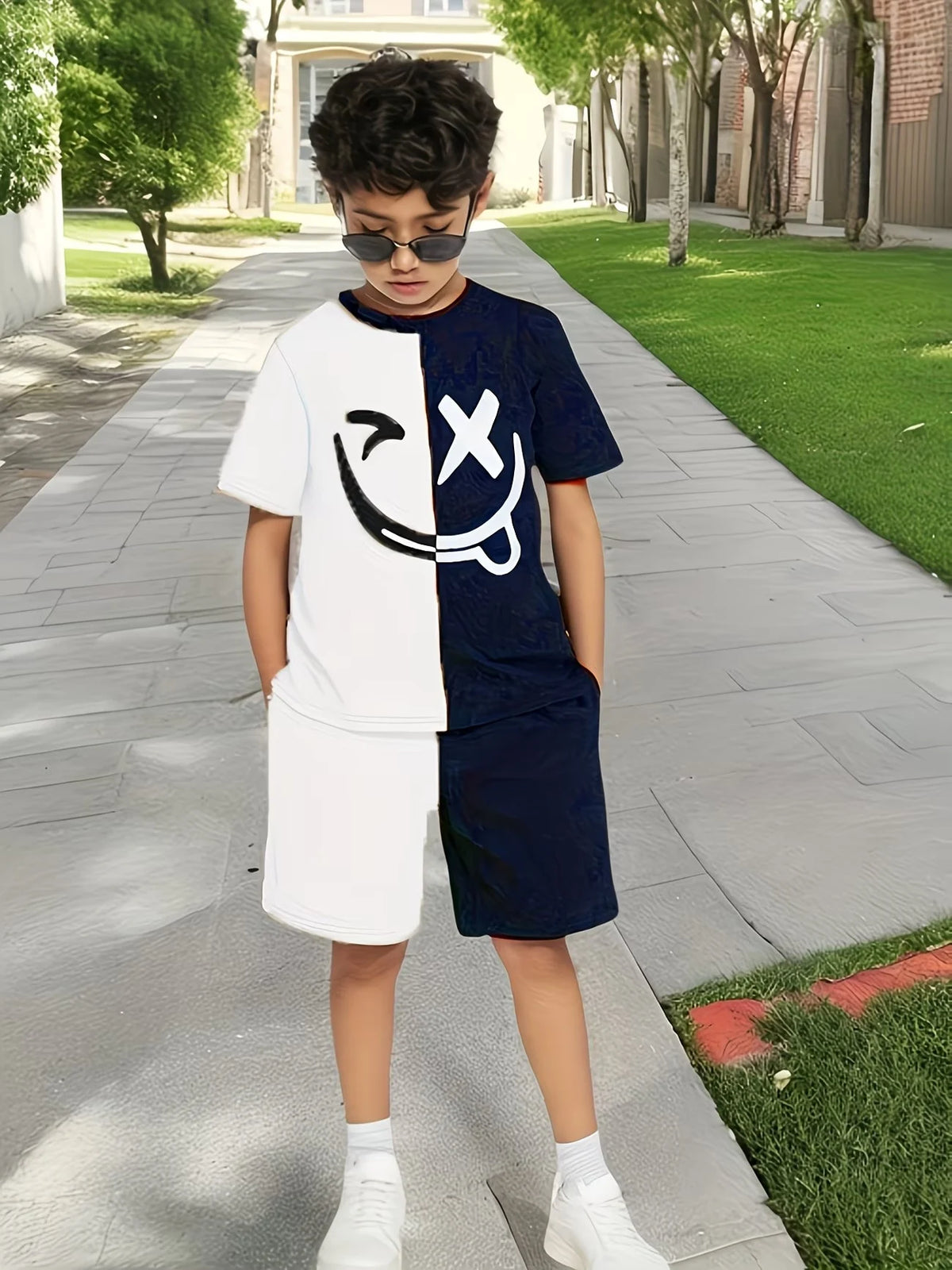 Boys Smile Face Tracksuit Set