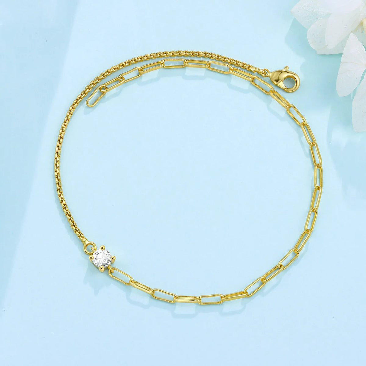 925 Silver Asymmetric Chain Anklet