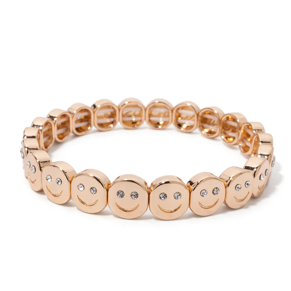 😊 Happy Face Crystal Bead Bracelet