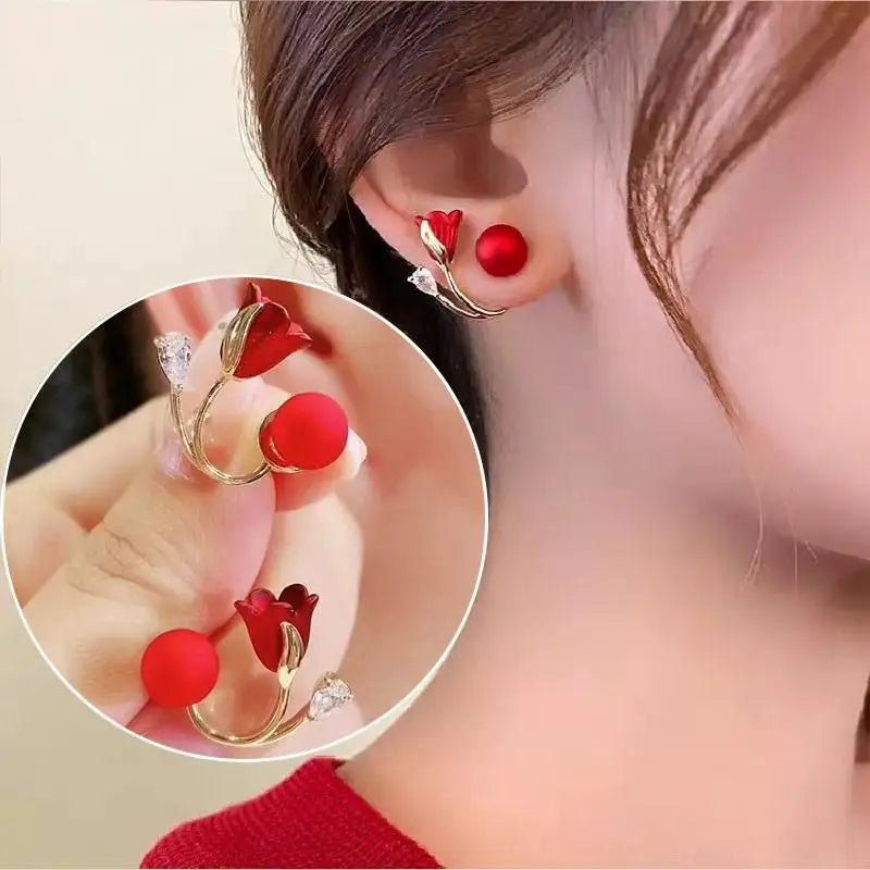 Colorful Enamel Big Flower Earrings