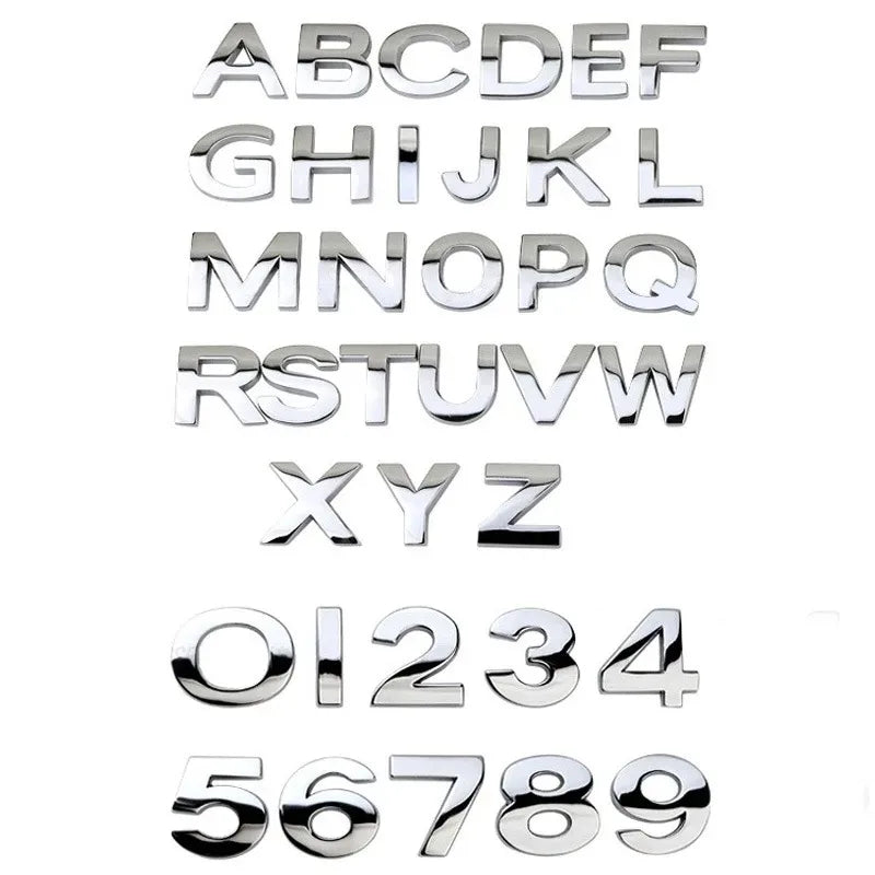 🔤 3D Metal Letter & Number Emblems