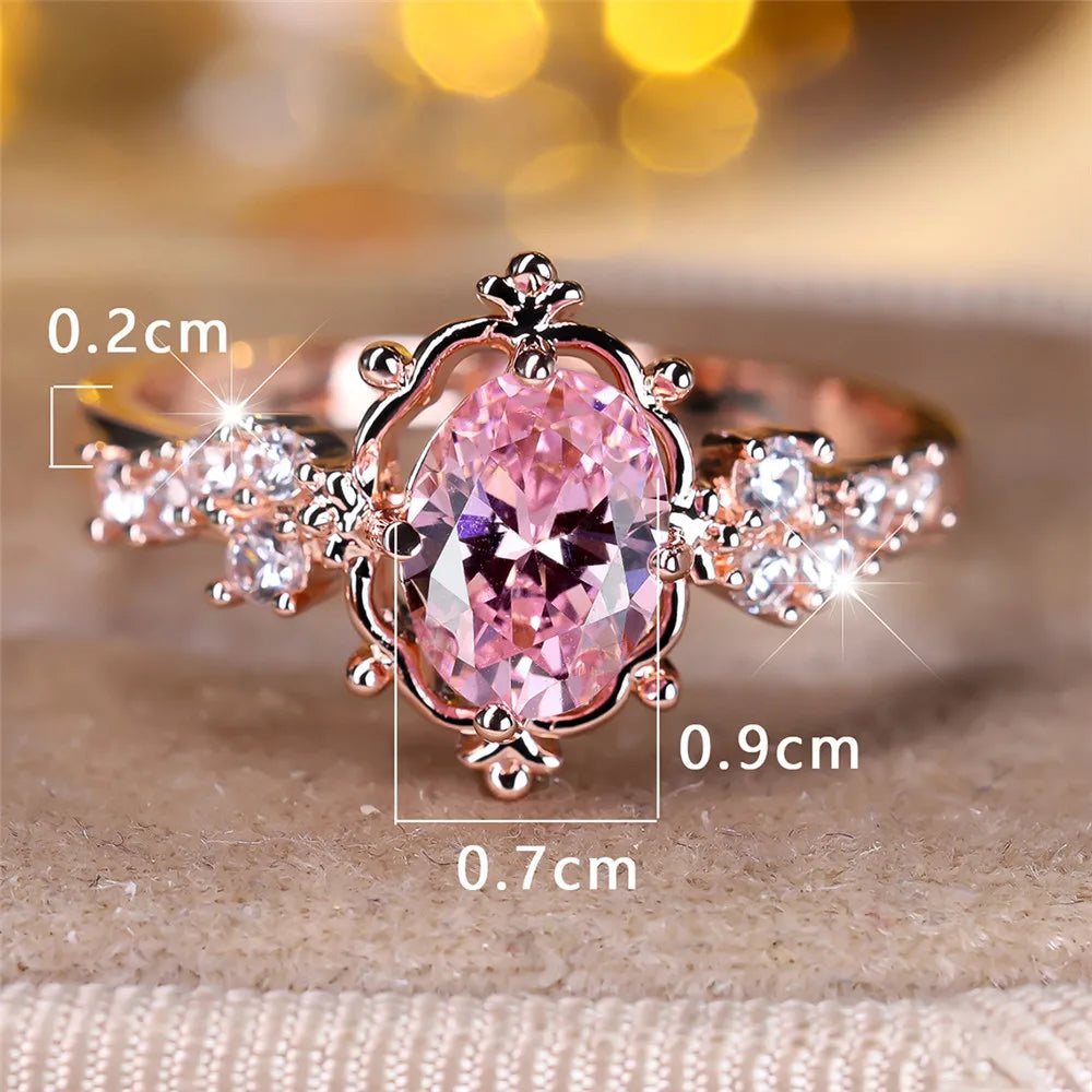 Pink Zircon Oval Ring