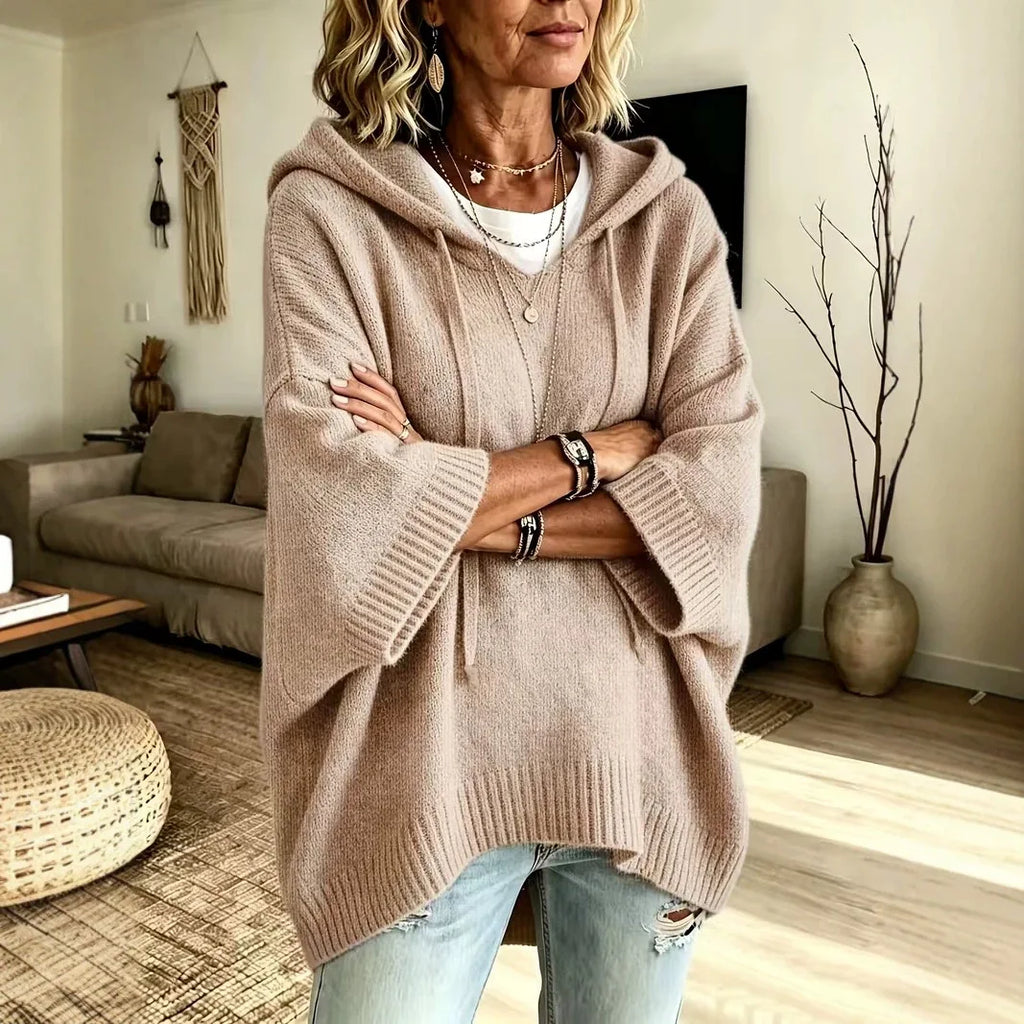Hooded Batwing Knit Sweater