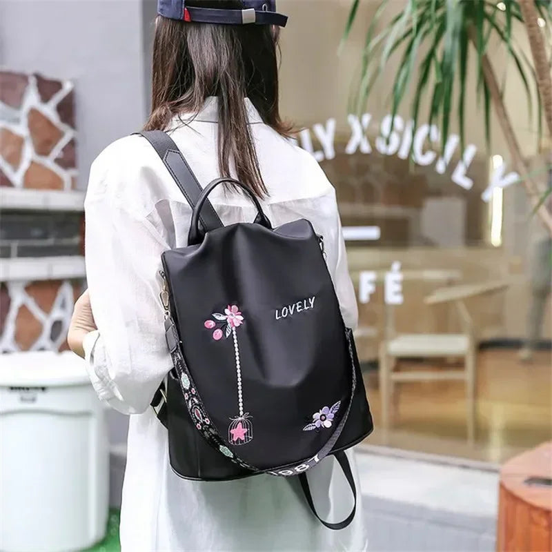 Embroidered Anti-Theft Women's Backpack