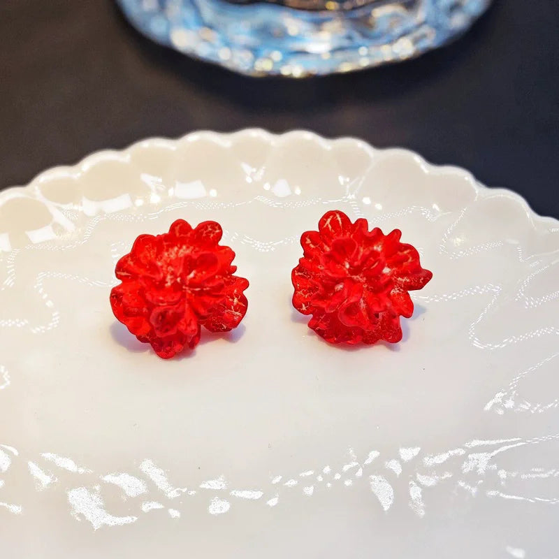 Colorful Acrylic Flower Stud Earrings