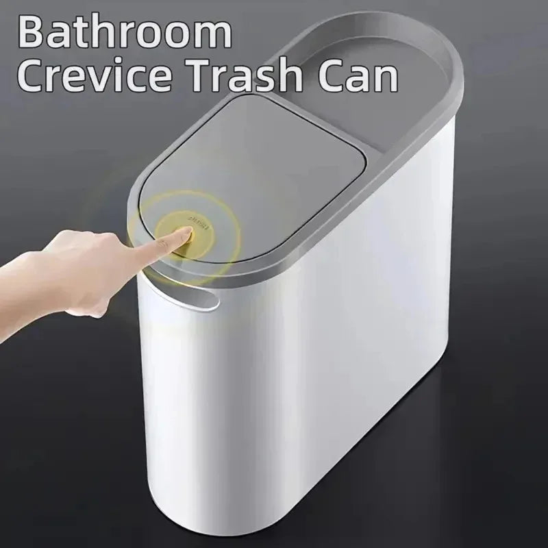 Slim Press-Top Trash Can