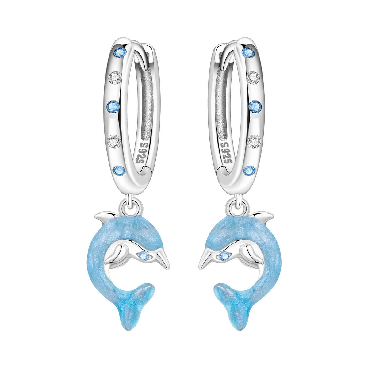 925 Silver Blue Betta Fish Earrings