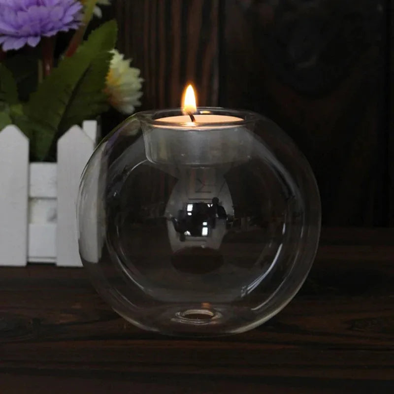 Round Glass Candle Holders