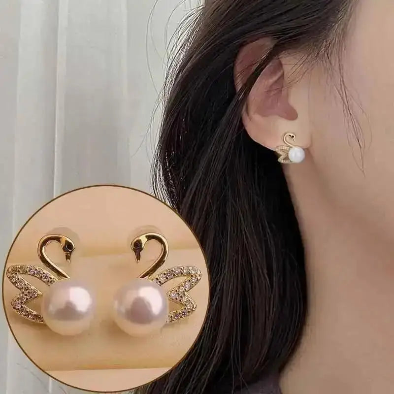 Heart Pearl Stud Earrings