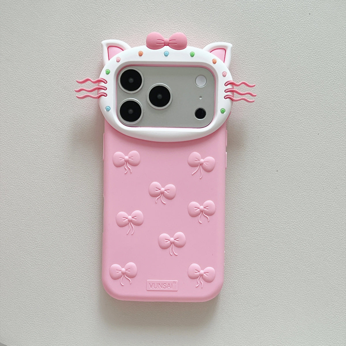 3D Cat Whiskers Bow iPhone Case