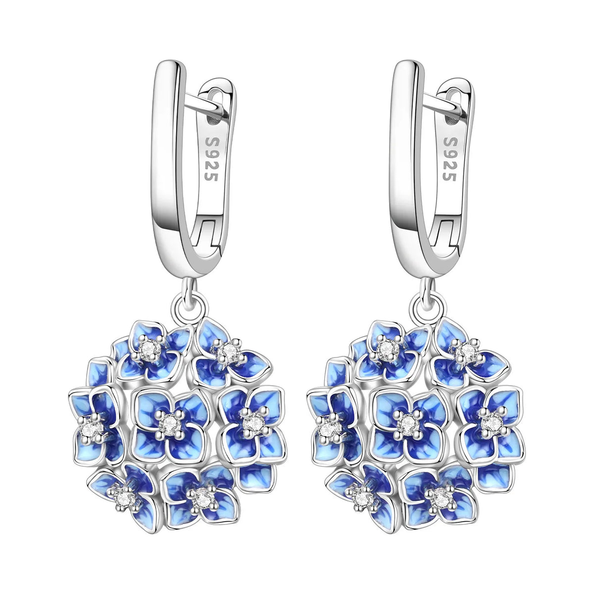 925 Silver Purple Hydrangea Earrings