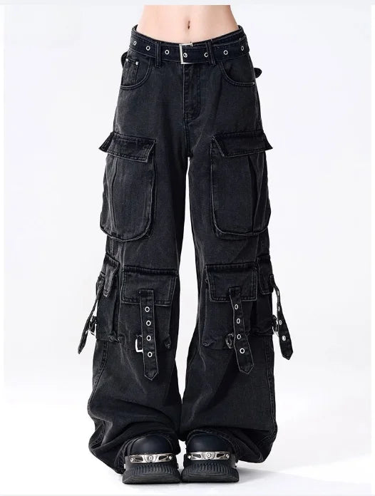 Black Baggy Cargo Jeans