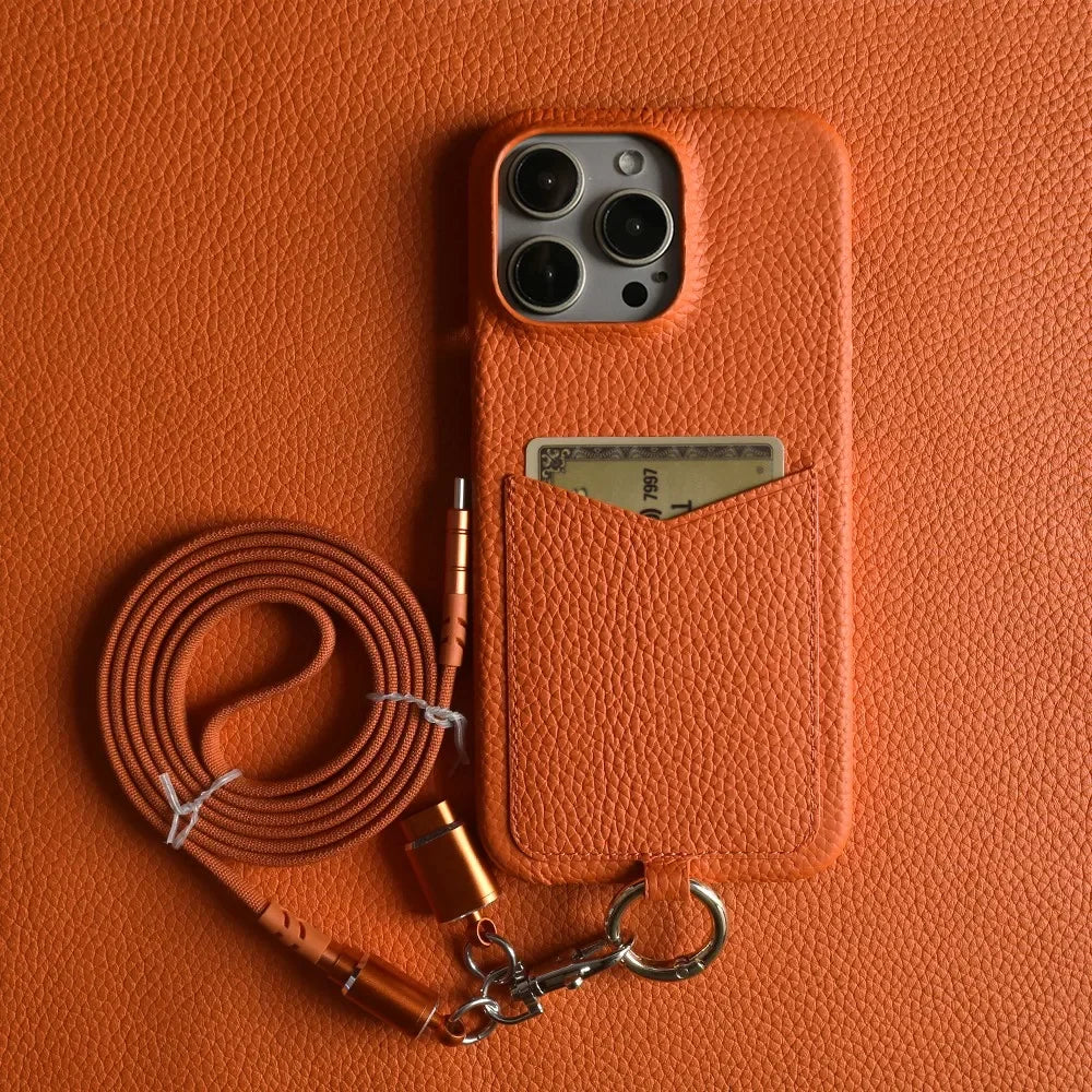🎒 Leather Crossbody Charging Cable Wallet Case