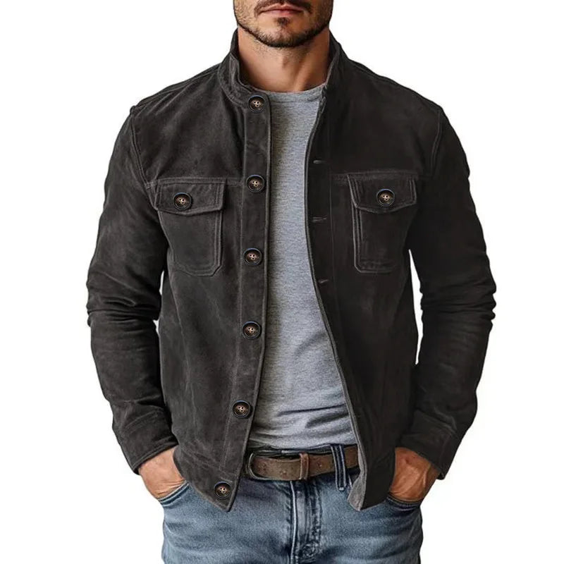 Men's Brown Faux Suede Jacket