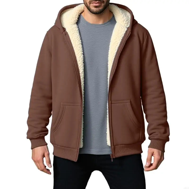 Men's Fleece-Lined Hooded Zip Coat