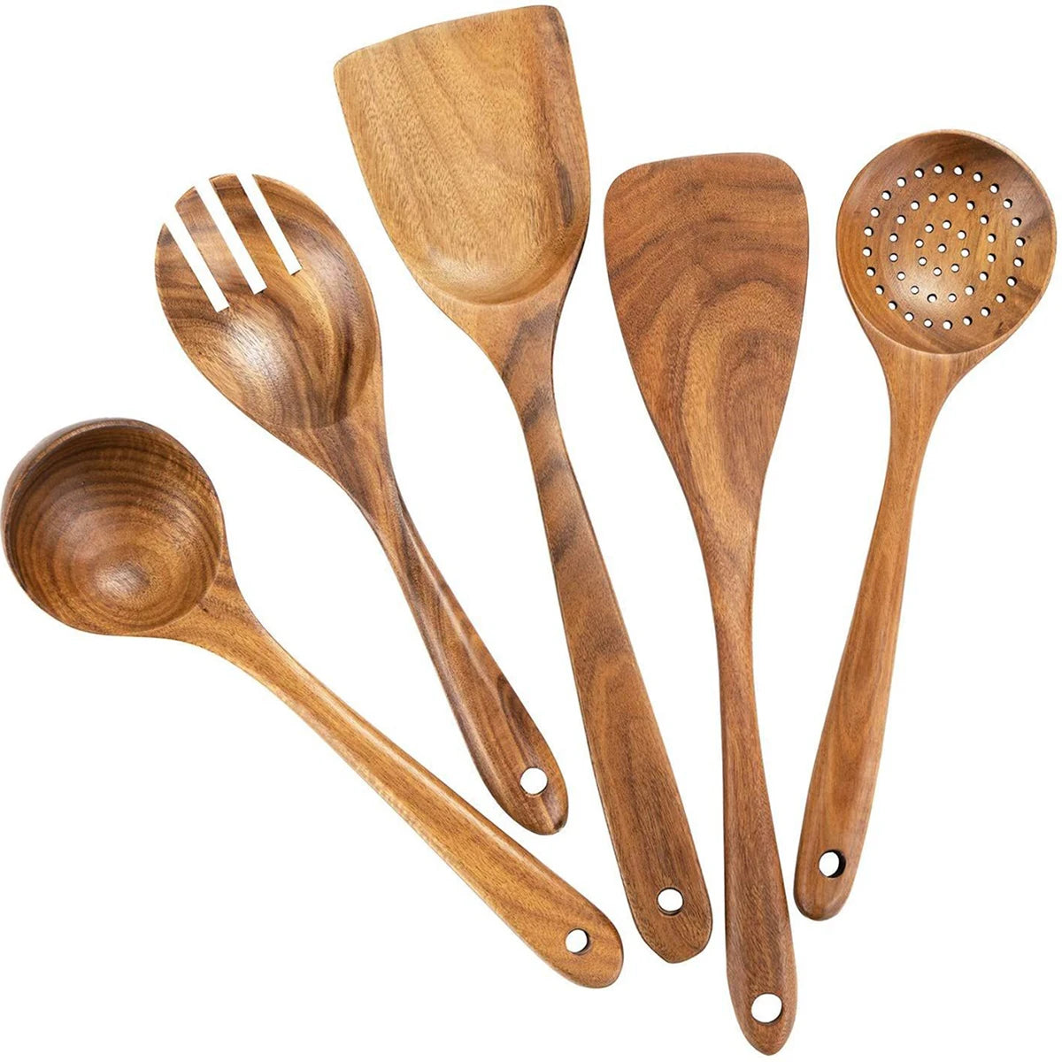 Wooden Cooking Utensil Set with Holder