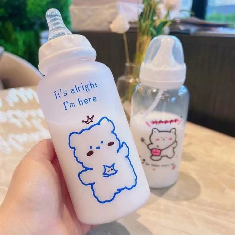 Strawberry Bear Straw Water Bottle 400ml