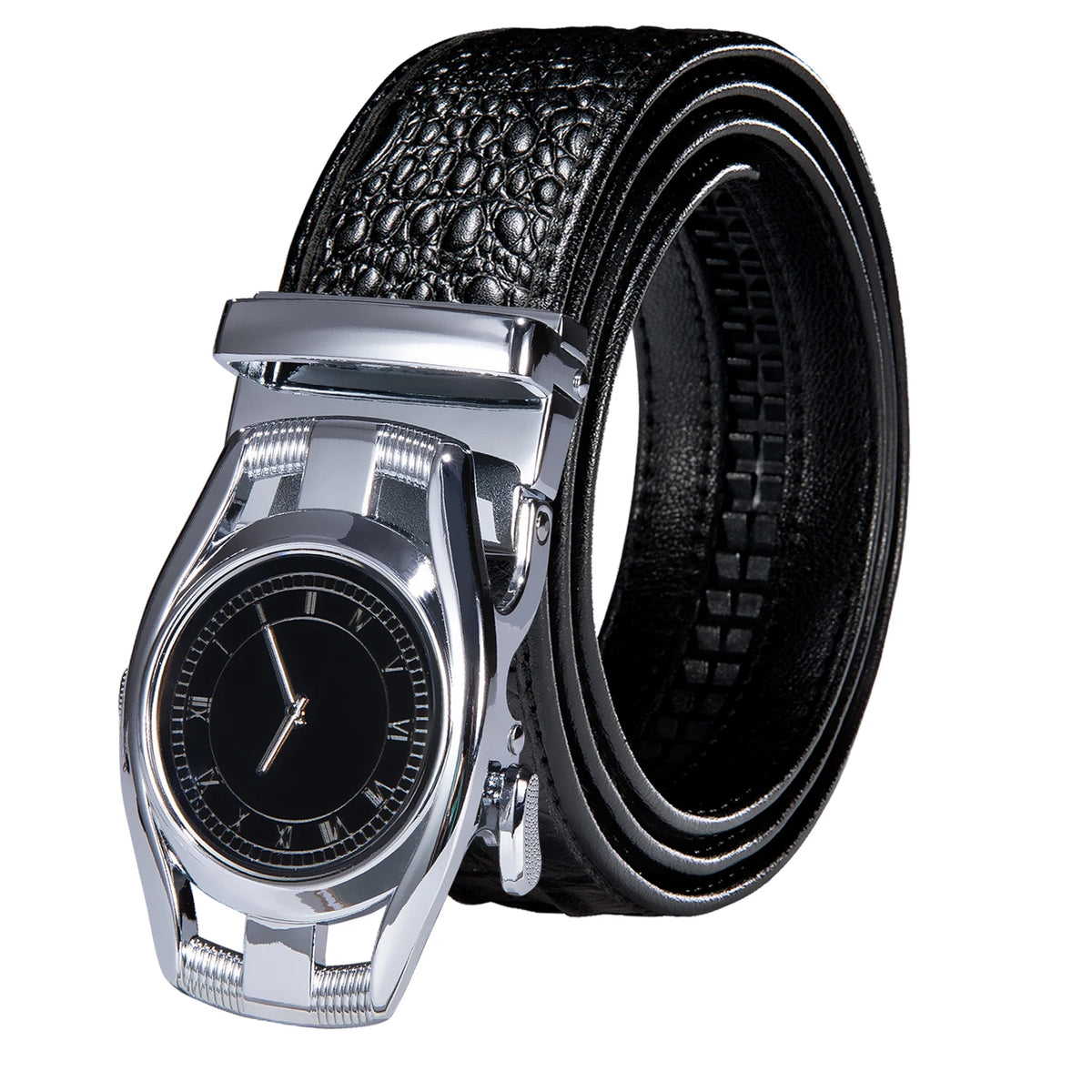 Men's Crocodile Leather Belt with Gold Buckle