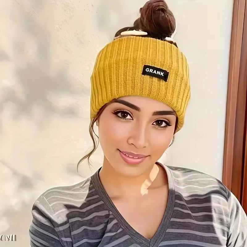 ربطة شعر تريكو عريضة نسائية