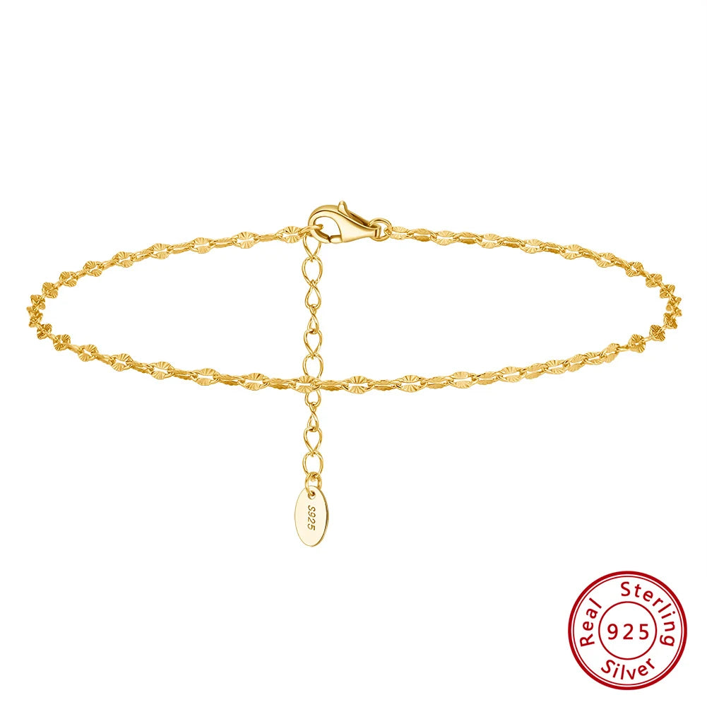 14K Gold 925 Silver Cuban Anklet