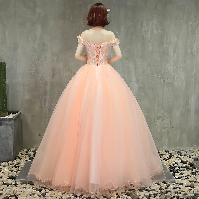 Off-Shoulder Tulle Applique Ball Gown