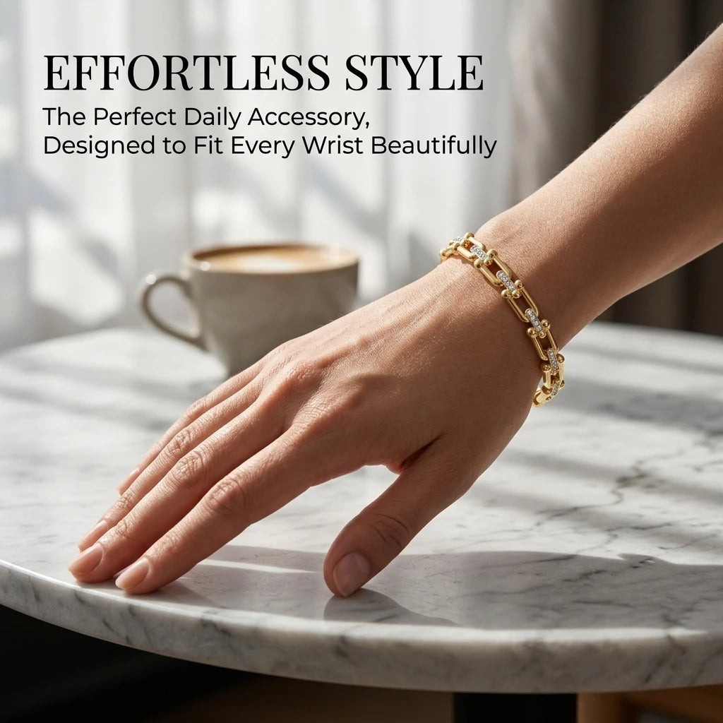 🐴 Horseshoe Zircon Bangle Bracelet