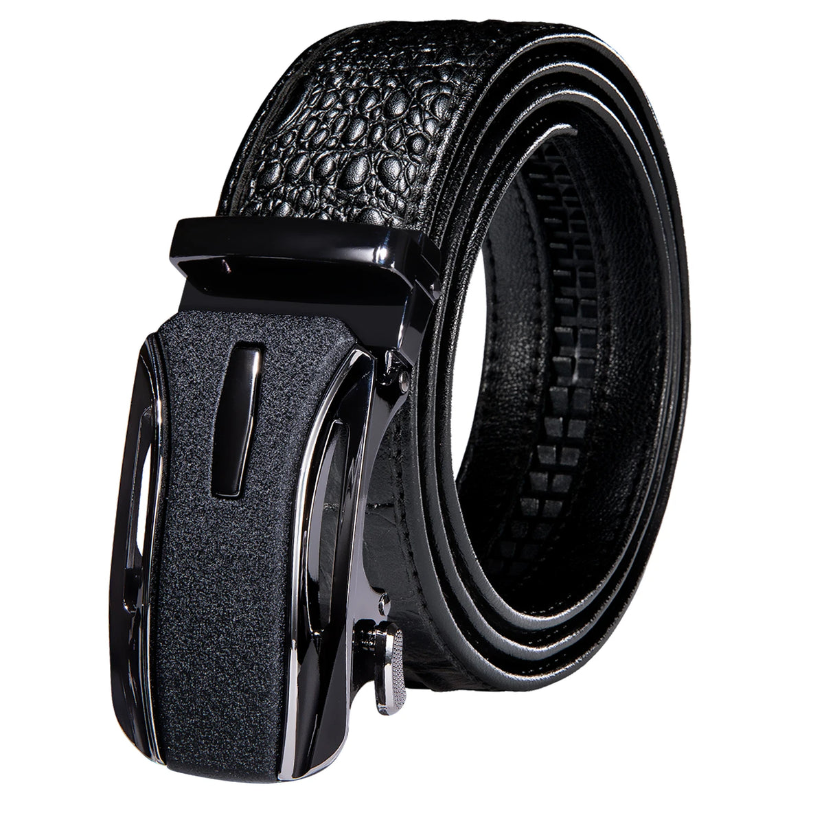 Men's Crocodile Leather Belt with Gold Buckle