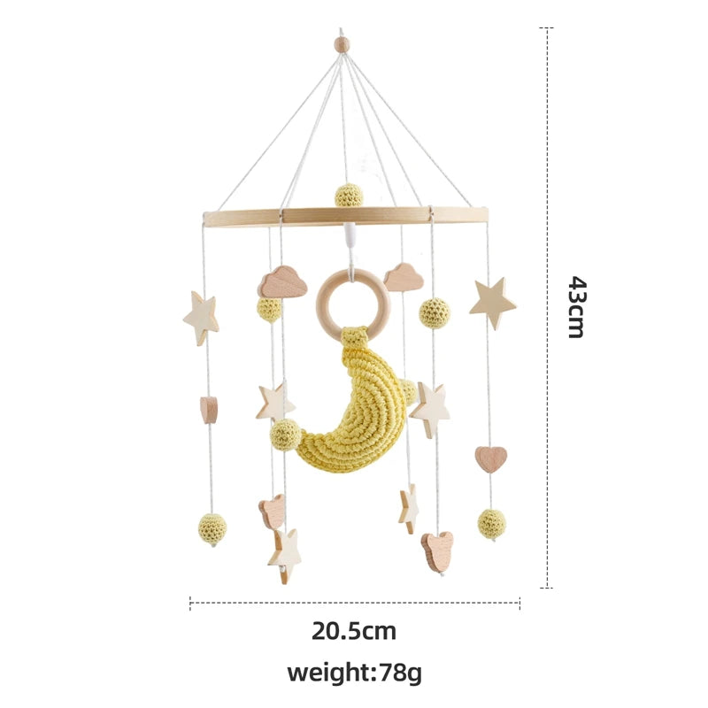 ⭐ Wooden Crochet Stars Baby Crib Mobile