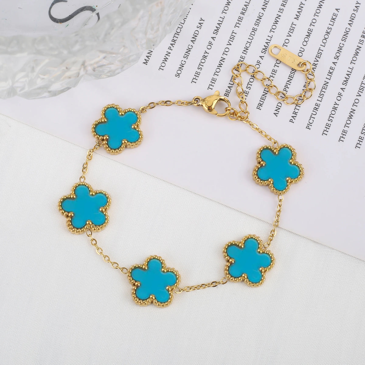 🍀 Five Leaf Clover Stainless Steel Bracelet
