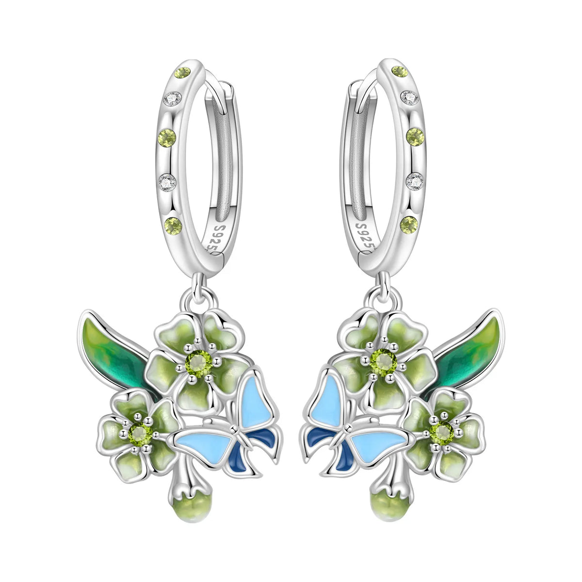 925 Silver Purple Hydrangea Earrings