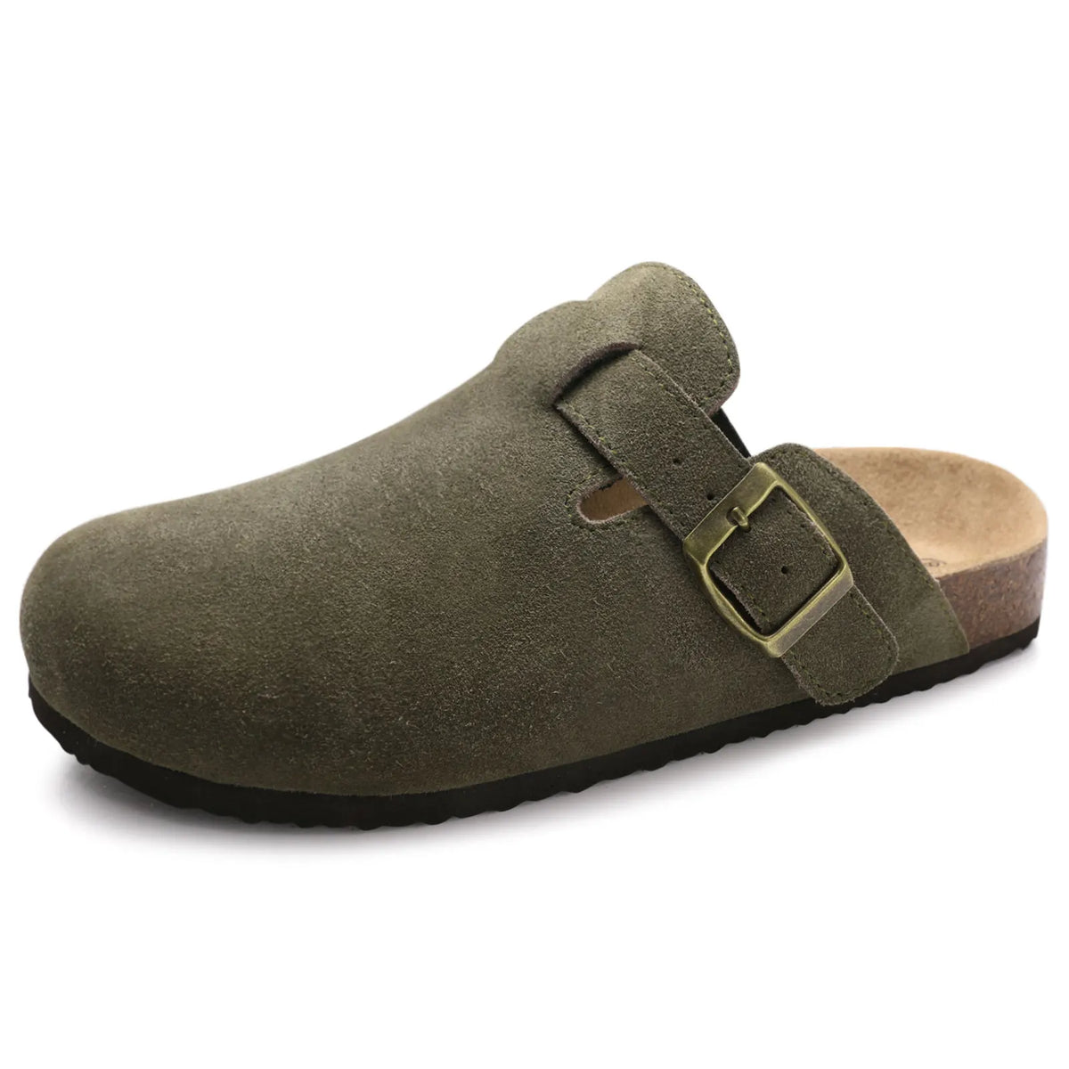 Women's Suede Buckle Clogs