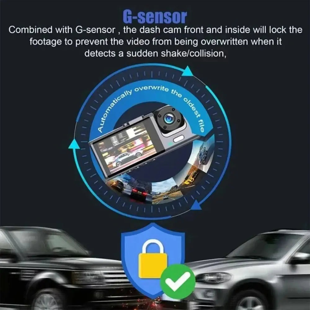 🔄 360° 3-Channel Dash Cam