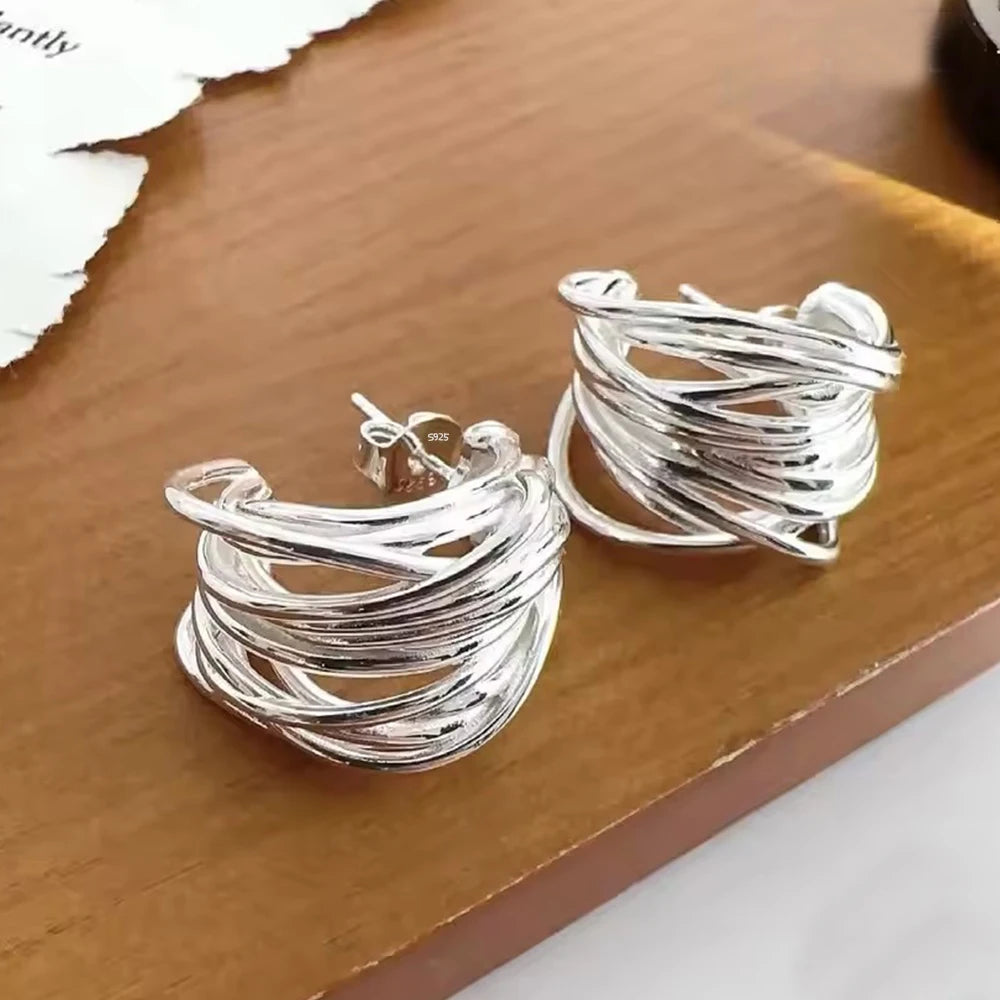 925 Silver Heart Hoop Earrings