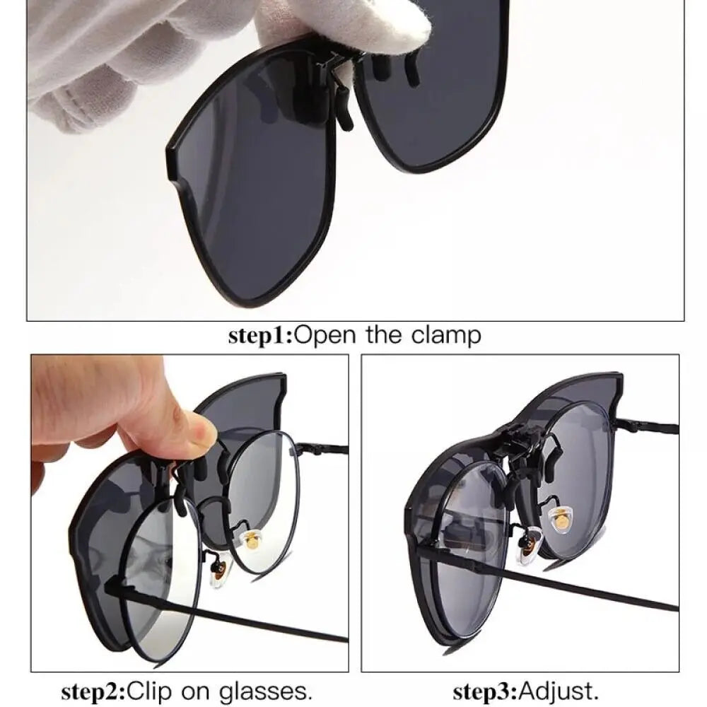 Flip-Up Polarized Clip-On Sunglasses