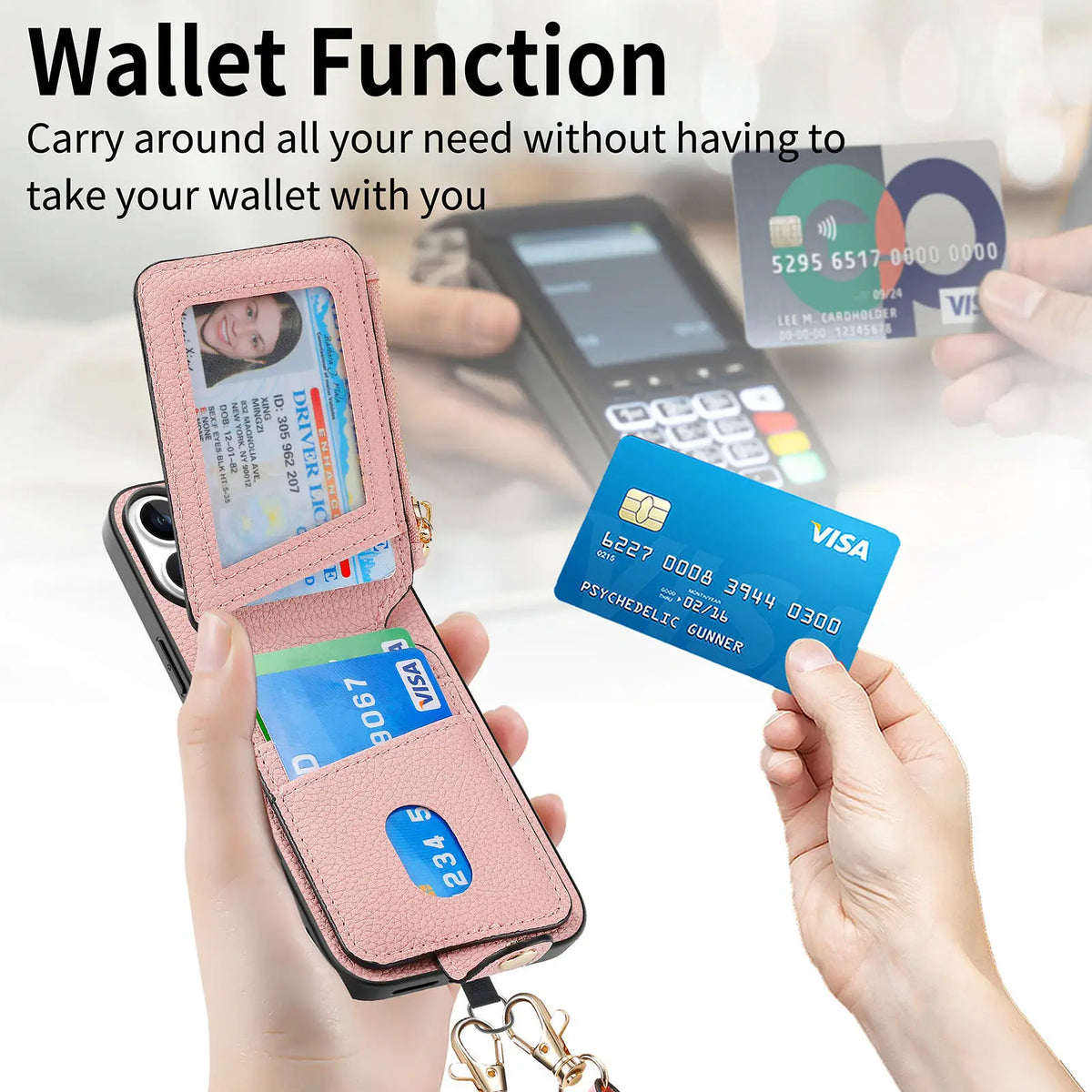 🎒 Crossbody Leather Zipper Wallet Phone Case