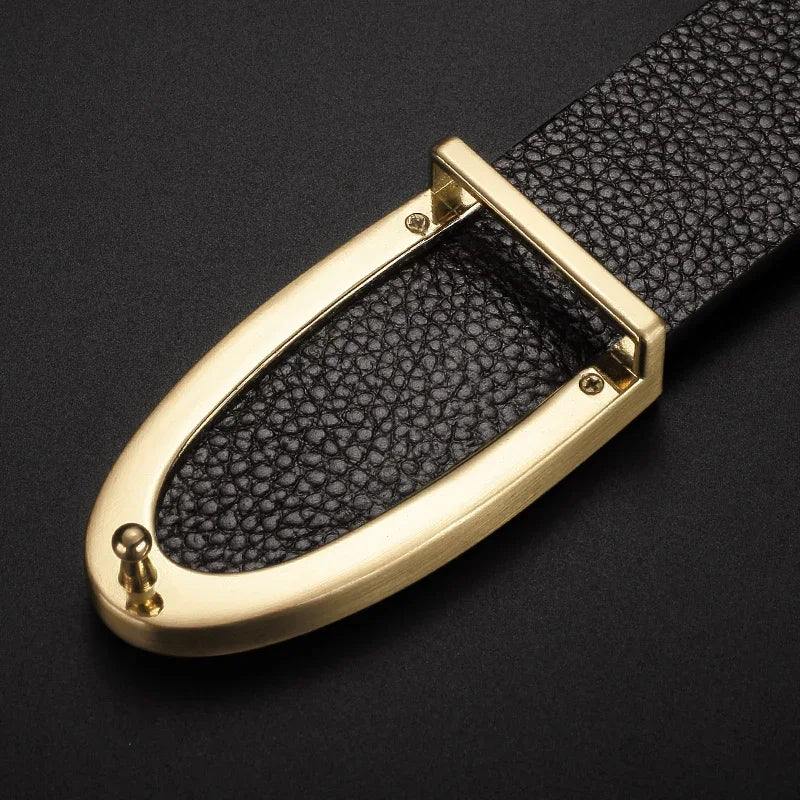 Men's Coffee Leather Belt with C Buckle