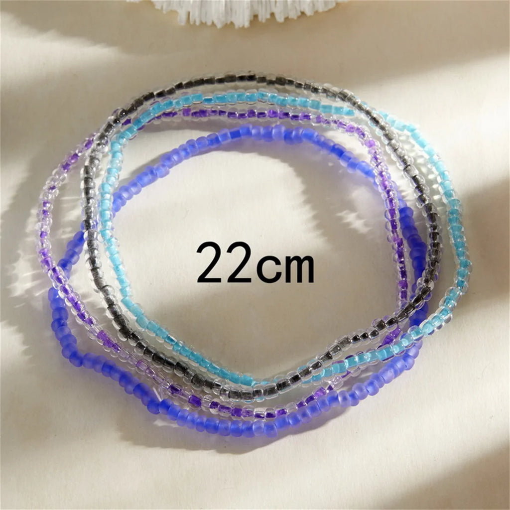 Glow Bead Elastic Anklets – 4 Pcs