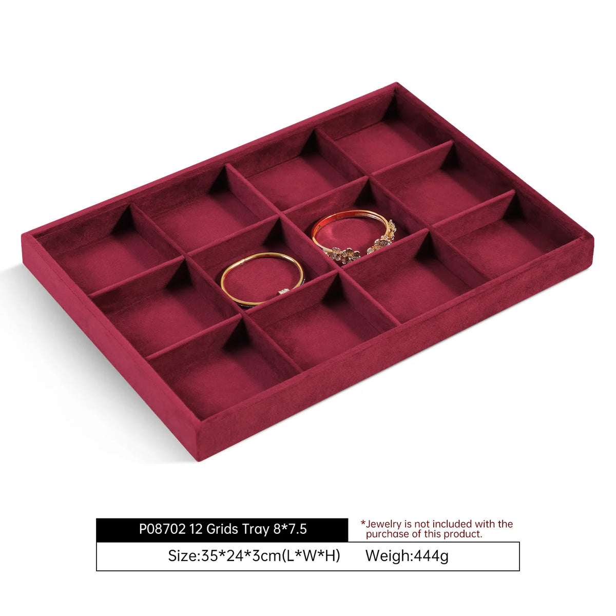 صينية مجوهرات مخمل قابلة للتكديس