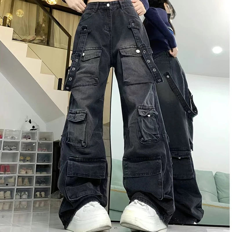 Black Baggy Cargo Jeans