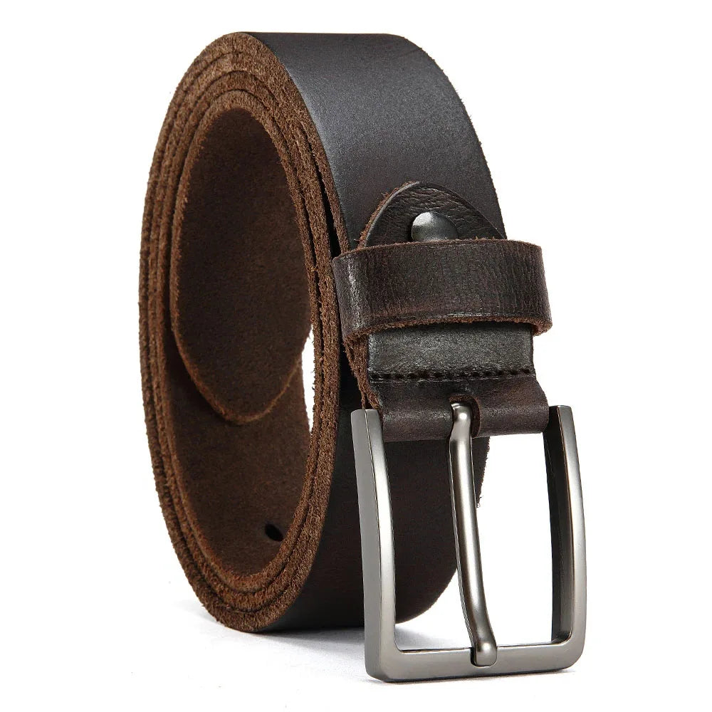 Men's Antique Buckle Cowhide Belt