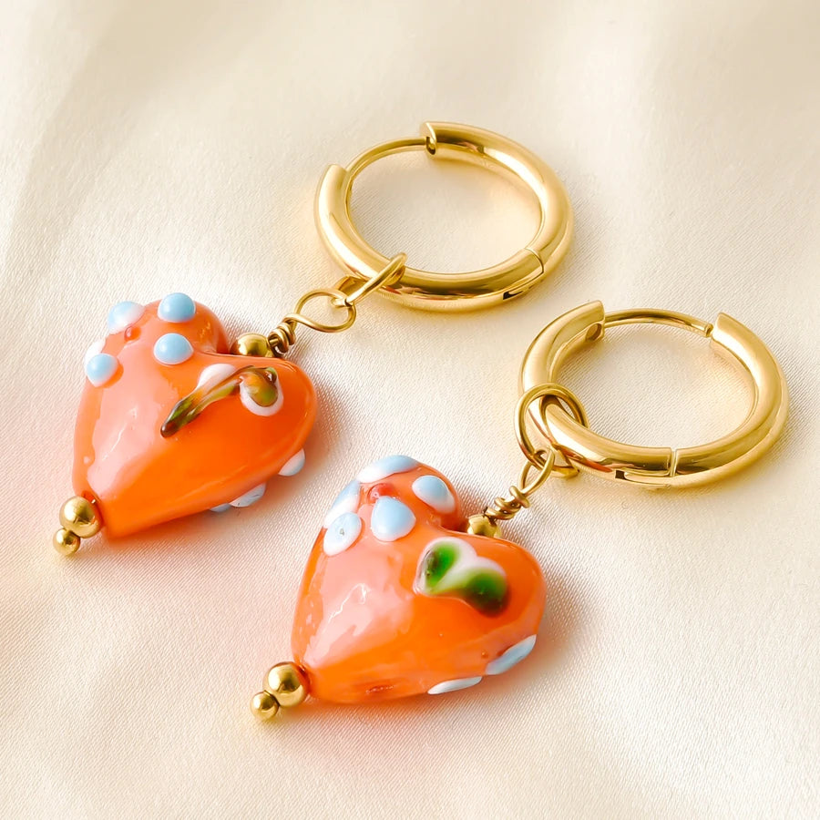 Colorful Glass Bead Huggie Hoops