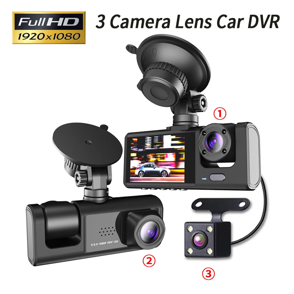 🚖 3-Lens Dash Camera
