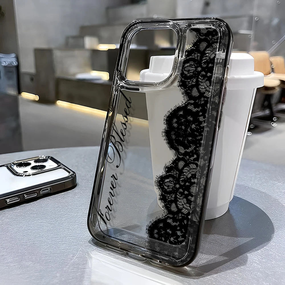 Black Lace Clear iPhone Case
