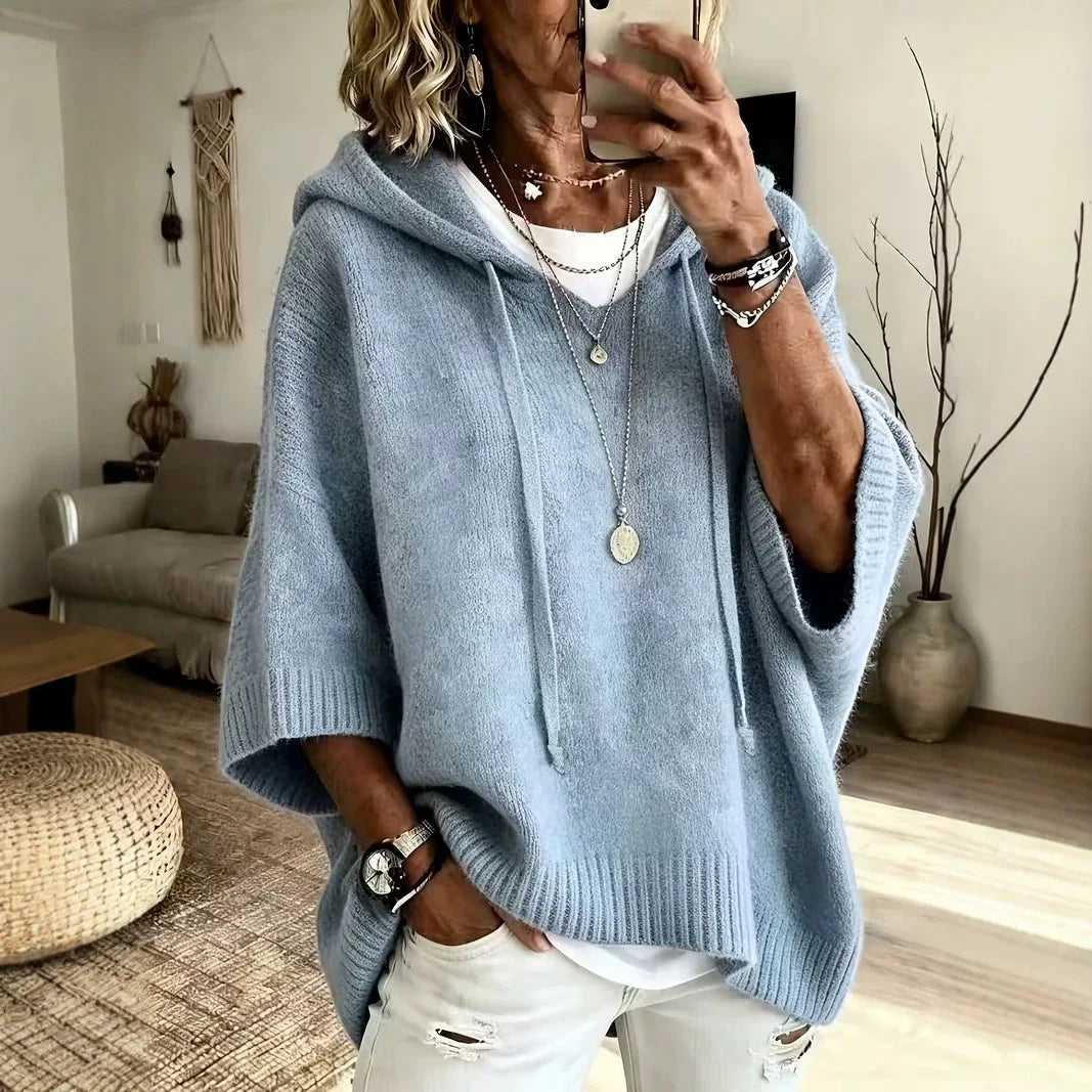 Hooded Batwing Knit Sweater