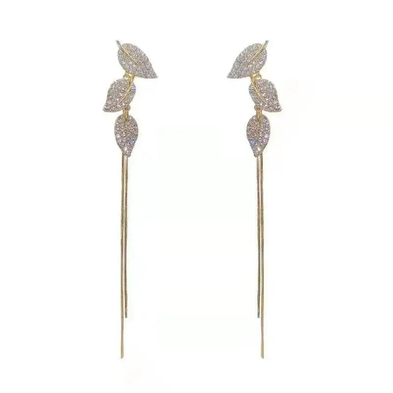 Zircon Pearl Tassel Earrings